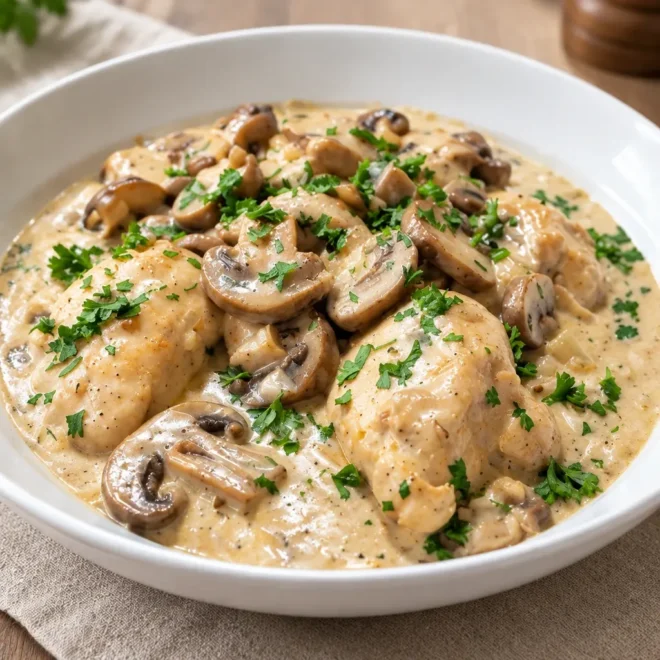 Recette poulet crémeux aux champignons facile