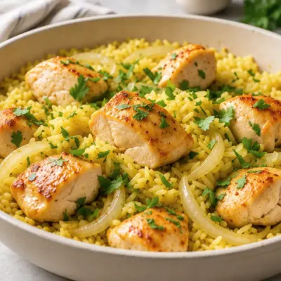 Recette poulet doré au riz facile à la poêle