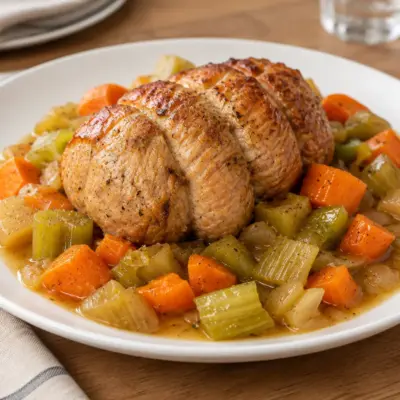 Recette rôti de porc roulé, doré et moelleux