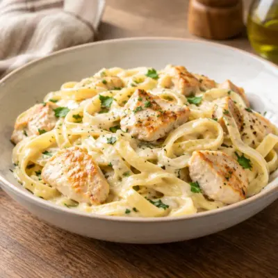 Recette tagliatelles poulet crémeuses au parmesan