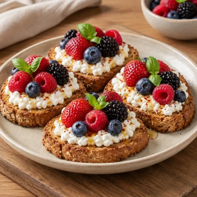 Recette tartines fruits rouges au cottage cheese