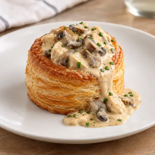 Recette vol-au-vent crémeux au poulet