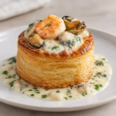 Recette vol-au-vent aux fruits de mer crémeux