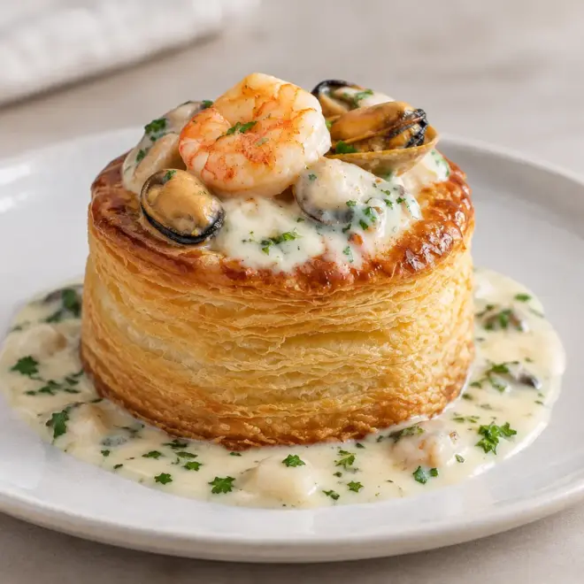 Recette vol-au-vent aux fruits de mer crémeux
