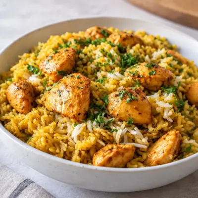 Riz au poulet facile, doré et familial