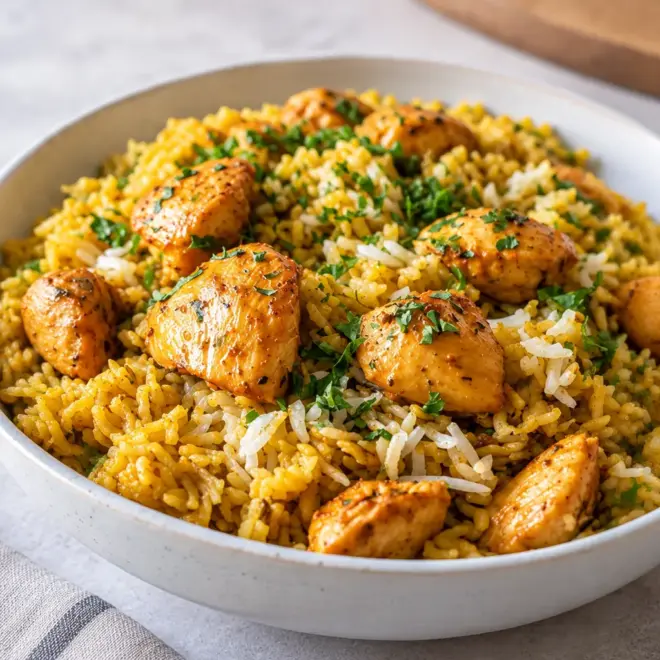Riz au poulet facile, doré et familial
