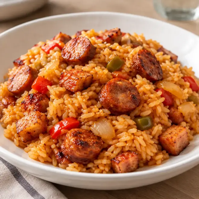 Riz fumé aux saucisses facile et familial