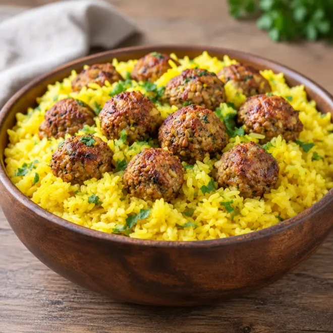 Riz pilaf recette aux épices et boulettes