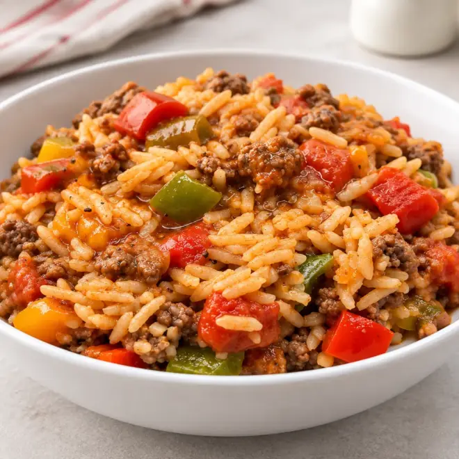 Riz sauté à la viande hachée facile
