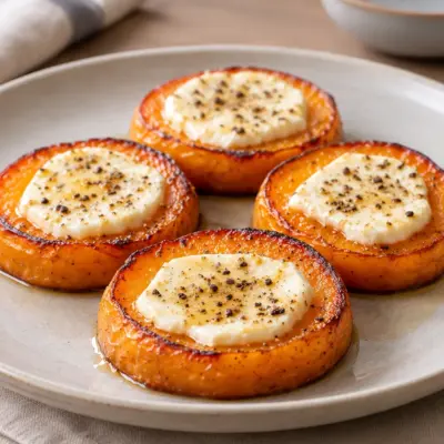 Rondelles patate douce chèvre miel faciles