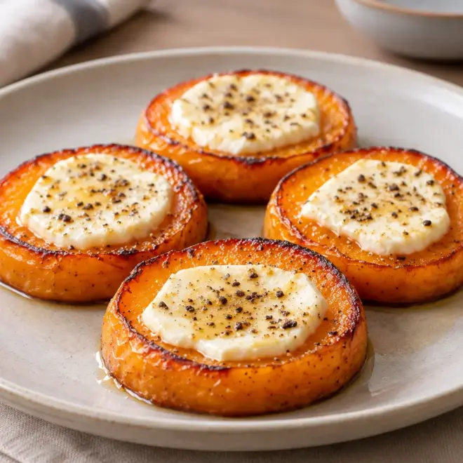 Rondelles patate douce chèvre miel faciles