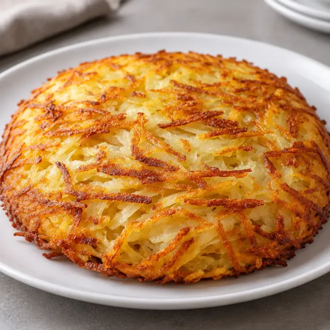 Rösti de pommes de terre, doré et croustillant