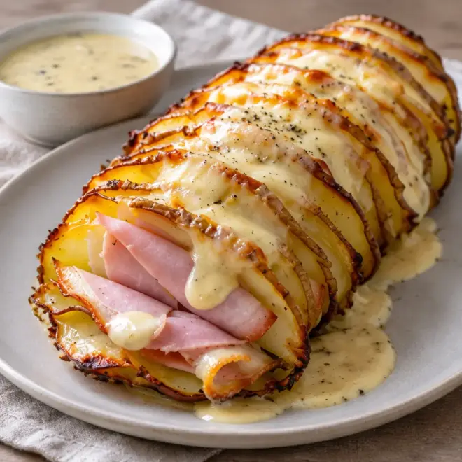Rôti de pommes de terre au jambon facile