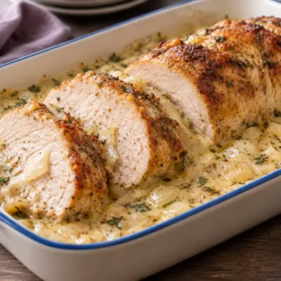 Recette rôti de porc à la crème et aux herbes