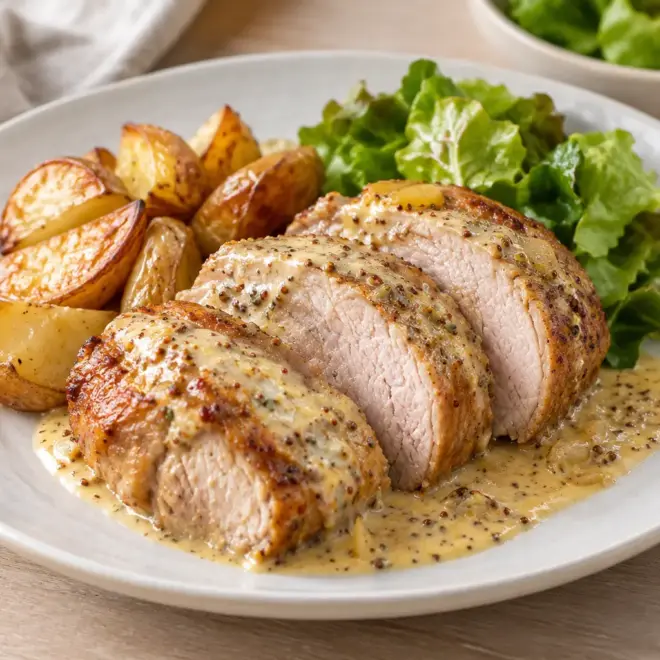 Rôti de porc à la moutarde facile et crémeux