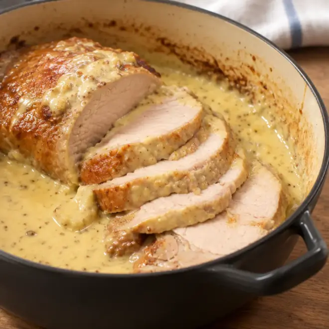 Rôti de porc à la moutarde facile et crémeux