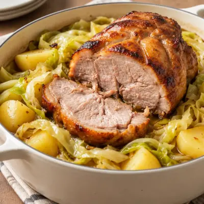 Rôti de porc au chou facile en cocotte