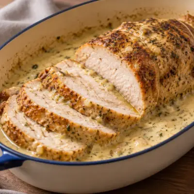 Rôti de porc recette aux herbes et crème