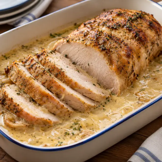 Rôti de porc crémeux aux herbes facile