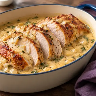 Rôti de porc crémeux aux herbes facile