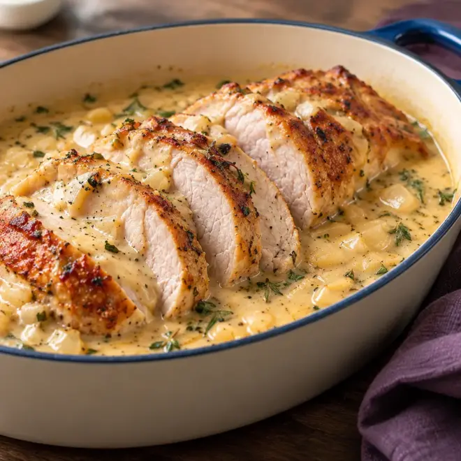 Rôti de porc crémeux aux herbes facile