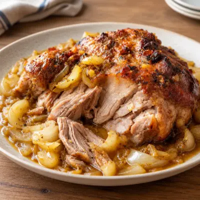 Rôti de porc recette aux oignons fondants