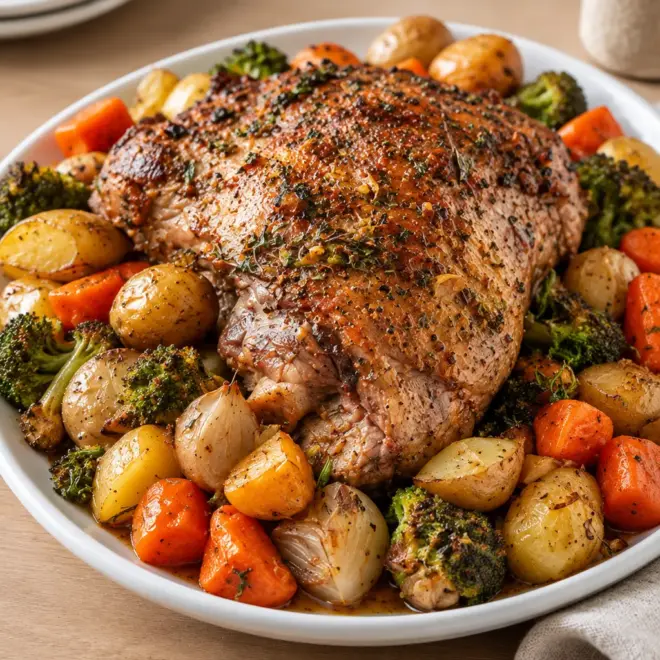 Rôti de viande recette aux herbes et légumes