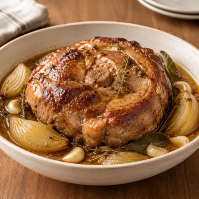 Rouelle de porc confite aux aromates