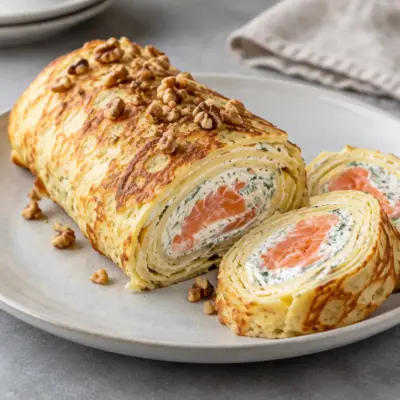 Roulade de crêpes au saumon : recette facile