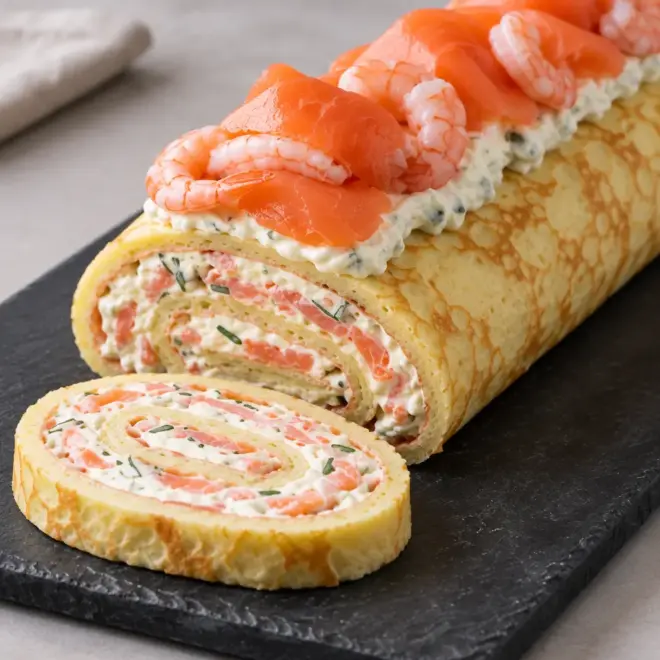 Roulade de crêpes au saumon fumé facile