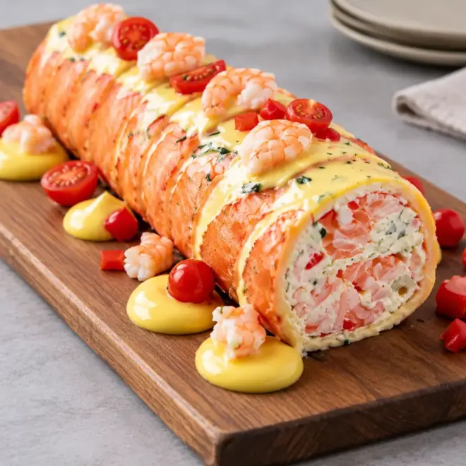 Roulade de saumon fumé au fromage frais