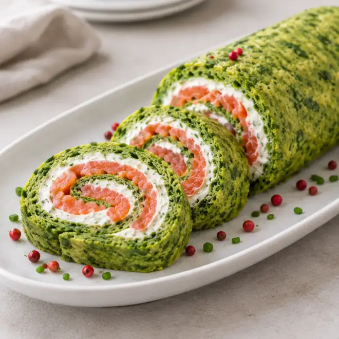 Roulade d’épinards au saumon fumé facile