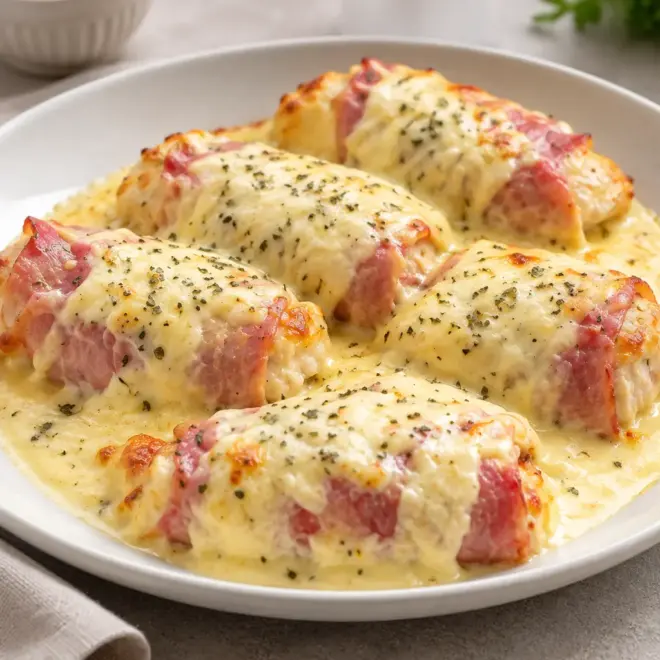 Roulades de poulet recette crémeuse et gratinée