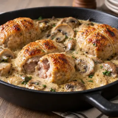 Roulades de veau recette aux champignons et crème