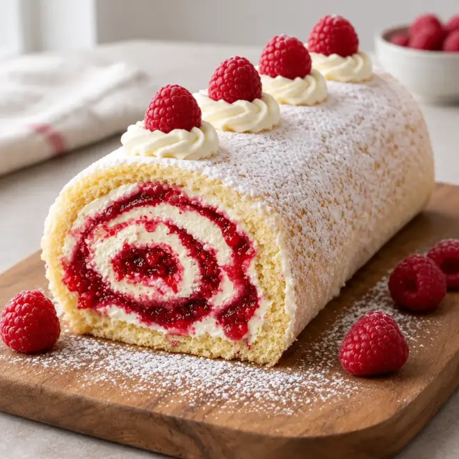 Roulé à la framboise facile et maison