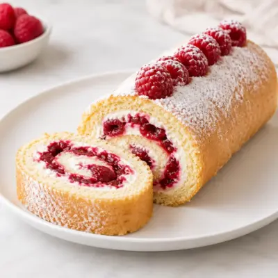 Roulé à la framboise facile et crémeux
