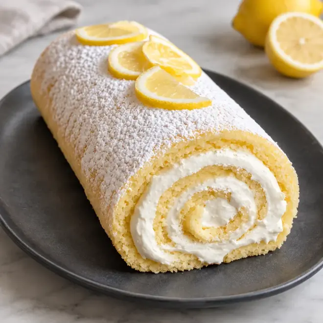 Roulé au citron : génoise moelleuse et crème