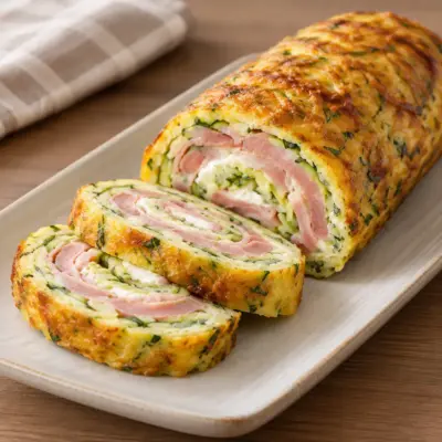 Roulé de courgettes au jambon facile
