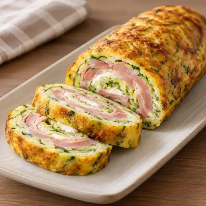 Roulé de courgettes au jambon facile