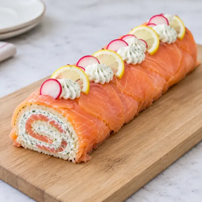 Roulé de saumon fumé au fromage frais facile