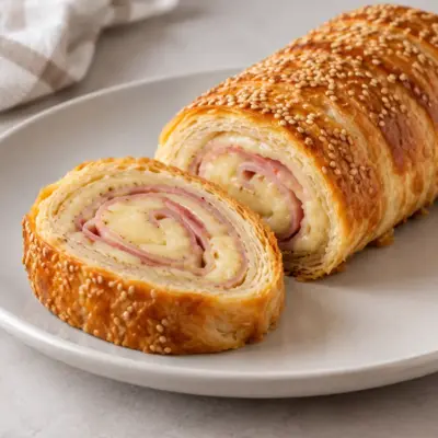 Roulé feuilleté au jambon et au fromage facile