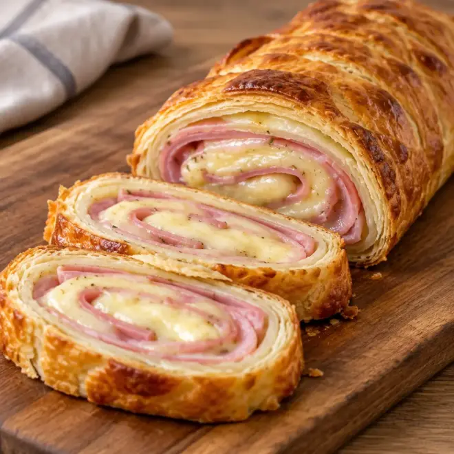 Roulé feuilleté recette facile jambon fromage