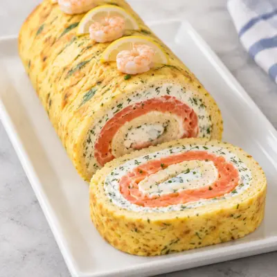 Roulé salé au saumon et aux crevettes facile