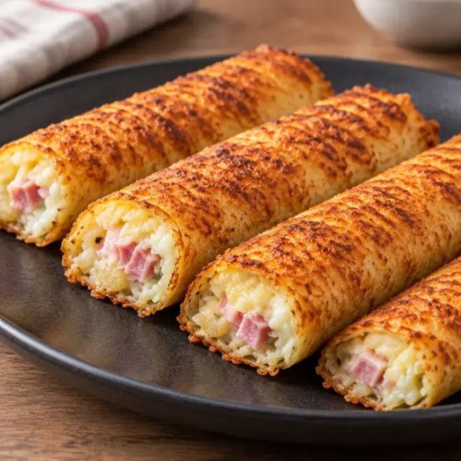 Rouleaux de pommes de terre et jambon, croustillants