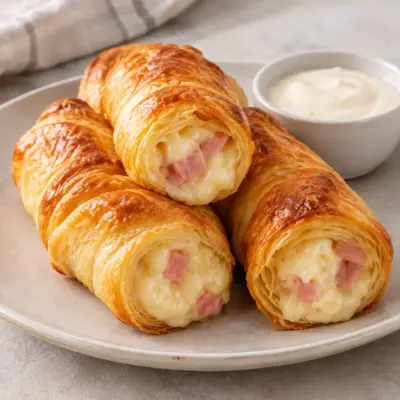 Rouleaux feuilletés au jambon et au fromage