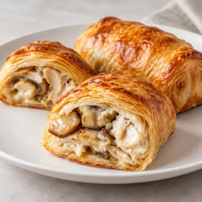 Rouleaux feuilletés au poulet et champignons