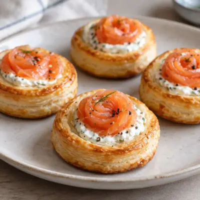Rouleaux feuilletés au saumon fumé faciles