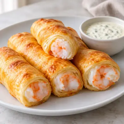 Rouleaux feuilletés aux crevettes faciles