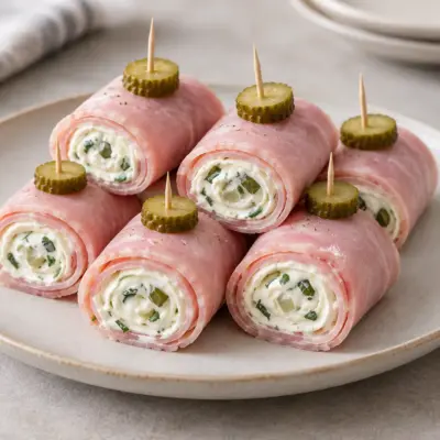 Roulés de jambon, recette facile aux cornichons