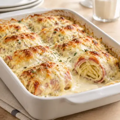 Roulés de jambon aux spaghetti gratinés faciles